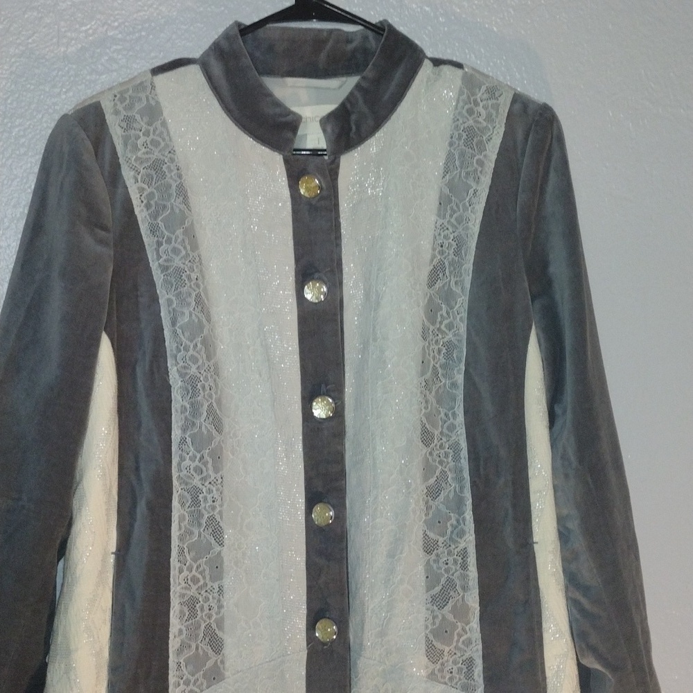 Chico's Velvet Lace Snowflake Dress Jacket 1/S - Picture 2 of 7